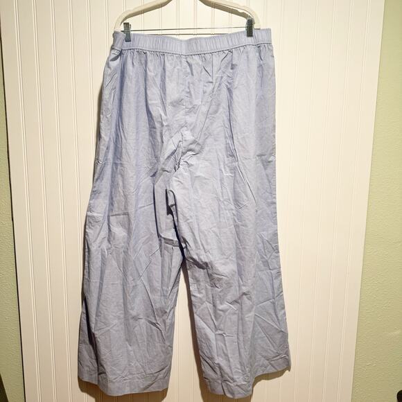 J Crew Blue End On End Cotton Wide Leg PJ Pants NEW Plus Size 2X - Picture 7 of 8